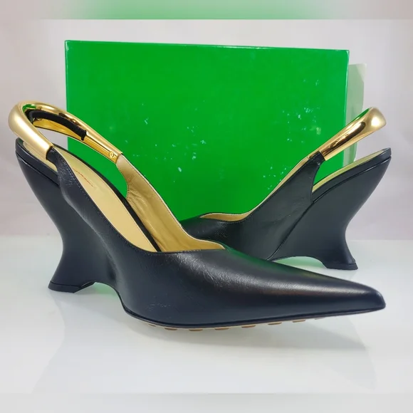 NWT$2,300 Bottega Veneta Punta Slingback Leather Wedge Pumps Sz 40.5 (10.5) - Picture 16 of 16
